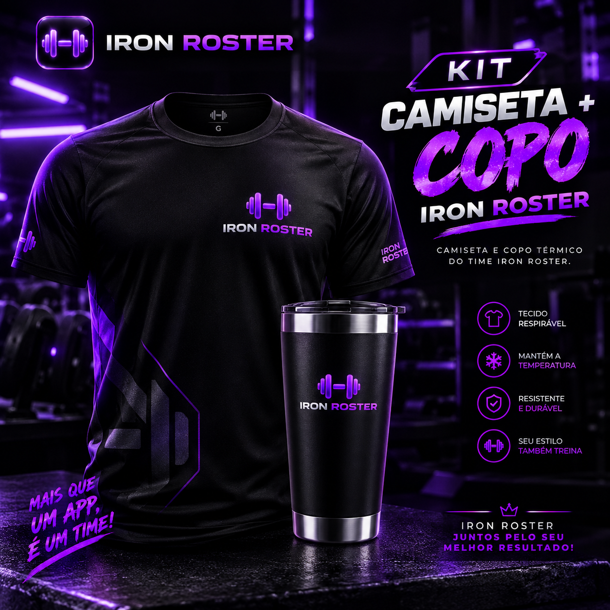Kit Camiseta + Copo Iron Roster